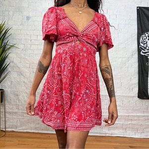 Red Paisley Printed Dress